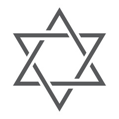 Poster - Star of David line icon, israel and jewish, hexagram sign, vector graphics, a linear pattern on a white background.
