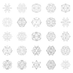 Poster - Set with abstract geometric shapes from lines. Vector illustration