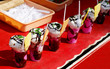 Indian street food vendor display Ice cream in glasses in road side stall in outdoors