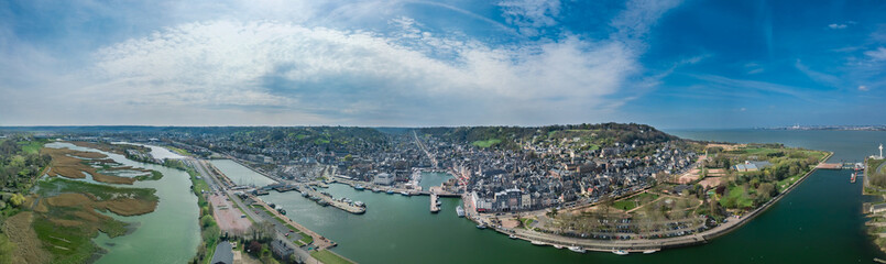 Wall Mural - Panoramic drone view of the city of Honfleur in Normandy France