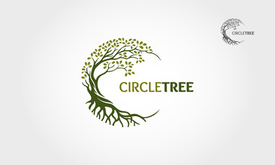 circle tree vector logo this beautiful tree is a symbol of life, beauty, growth, strength, and good 