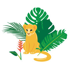 Aufkleber - Vector hand drawn flat composition with lion