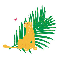 Aufkleber - Vector hand drawn flat composition with lion