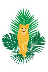 Aufkleber - Vector hand drawn flat composition with lion
