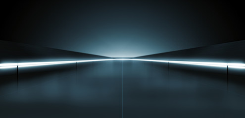 Elegant futuristic light and reflection with grid line background. 3D rendering.