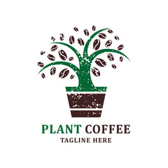 Wall Mural - coffee plant logo design template