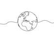 © ngupakarti - Earth globe one line drawing of world map vector illustration minimalist design of minimalism isolated on white background
