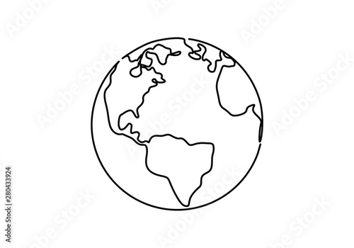 Cuadros en Lienzo One line style world earth globe continuous design
