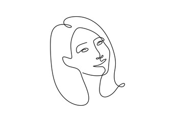 Wall Mural - Abstract woman face continuous line drawing minimalism style isolated on white background