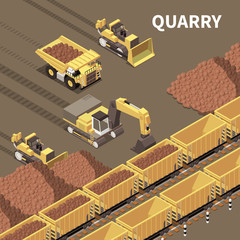 Wall Mural - Mining Machinery Isometric Illustration