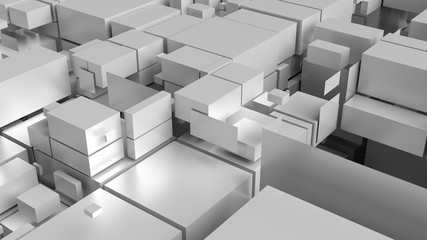 Fototapete - 3d render background with fractured into squares and rectangles surface. Random sizes of pieces...