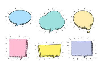 Poster - Speech Bubble set in Sketch hand drawn style. Space for quote and text. Vector illustration