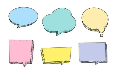 Poster - Speech Bubble set in Sketch hand drawn style. Space for quote and text. Vector illustration