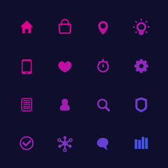 Sticker - Basic web icons set with gradient