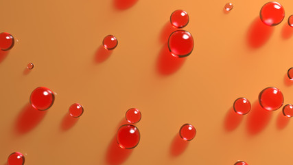 Poster - 3d render of water or glass bubbles. Abstract simple background with drops.