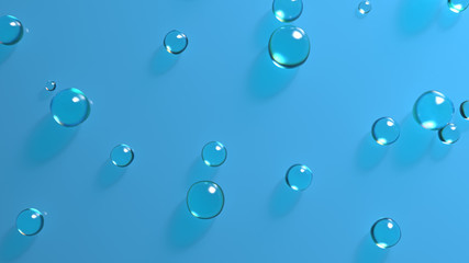 Poster - 3d render of water or glass bubbles. Abstract simple background with drops.