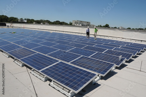 Solar Panels on rooftop of commercial building