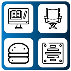 Poster - Set of tv icons such as Computer, Directors chair, Bola de berlim, Extractor , tv