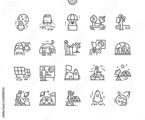 Cuadros en Lienzo Mission to mars Well-crafted Pixel Perfect Vector Thin Line Icons 30 2x Grid for Web Graphics and Apps