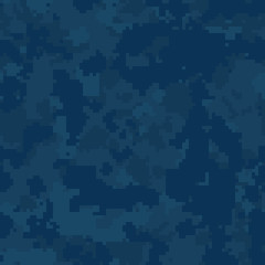Wall Mural - seamless digital pixel subtle blue military fashion camo pattern vector