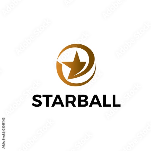 Golden Star Inside Swirl Circle Globe Logo Design Buy This Stock