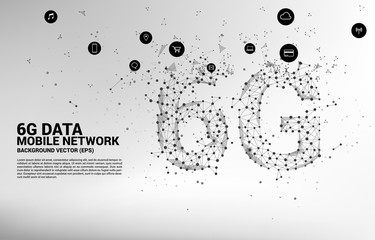 Poster - Vector Polygon dot connect line shaped 6G mobile network. Concept for mobile phone data technology.