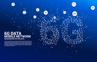 Poster - Vector Polygon dot connect line shaped 6G mobile network. Concept for mobile phone data technology.