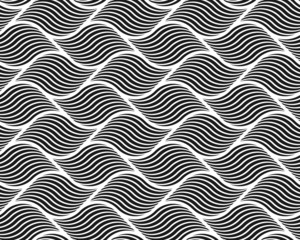 Wall Mural - seamless inverse black and white op art illusion woven waves pattern vector