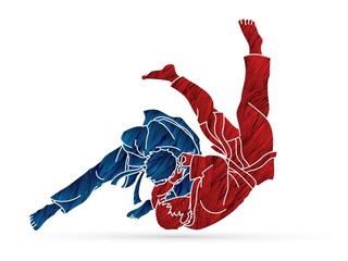 Poster - Judo action cartoon graphic vector