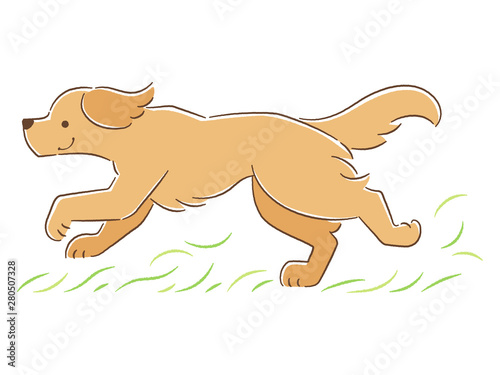 草原を走る犬のイラスト ゴールデン レトリバー Stock Vector Adobe Stock