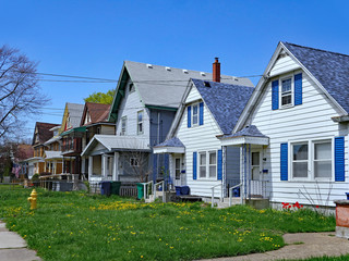 Wall Mural - row of small American clapboard houses with gables