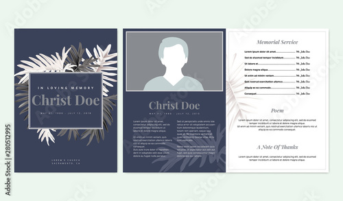 Botanical Memorial And Funeral Invitation Card Template Design