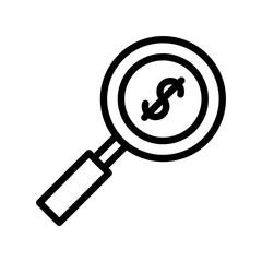 dollar money finder editable outline icon in business and investment.