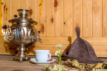 Evening In The Bath With A Samovar In A Cozy Atmosphere