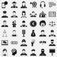 Poster - Human icons set. Simple style of 36 human vector icons for web for any design