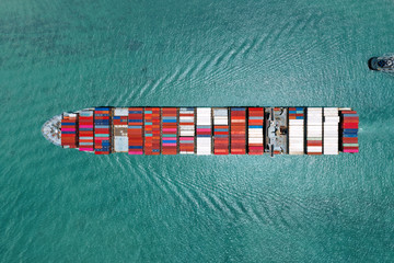 Container ship in export and import business