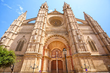 Facade Of The Cathedral In Palma De Mallorca, Spain
