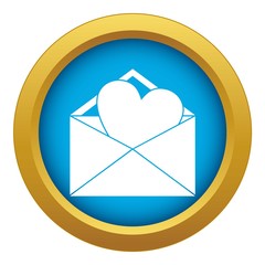Poster - Open envelope with heart icon blue vector isolated on white background for any design