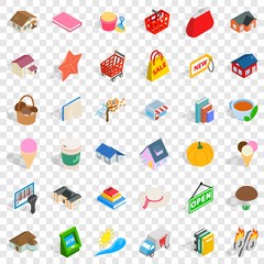Poster - Cash machine icons set. Isometric style of 36 cash machine vector icons for web for any design