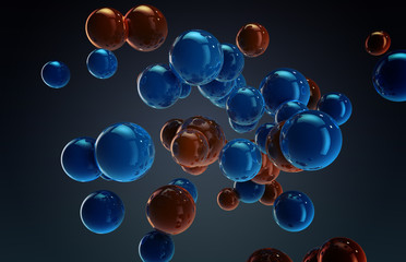 Poster - 3d illustration of abstract metallic sphere balls backgrounds