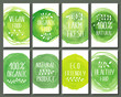 Set of eco friendly labels cards. Packaging tags for vegetarian healthy products.