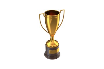 3D render of Gold Trophy Cup isolated on white.