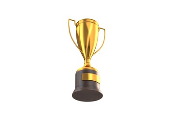 Wall Mural - 3D render of Gold Trophy Cup isolated on white.