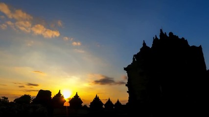 Wall Mural - Asian temple at sunset, twilight time lapse ,Java island, Indonesia
