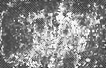 Wall Mural - Abstract radial halftone texture. Monochrome background of black dots on white.