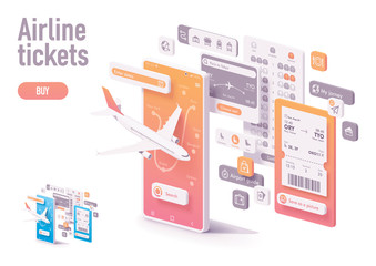 Vector booking airline tickets app template