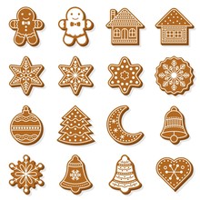 Gingerbread For Christmas Theme, Flat Design With Detail Editable Outline
