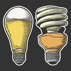 Wall Mural - LED light bulb. Vector concept in doodle and sketch style. Hand drawn illustration for printing on T-shirts, postcards.