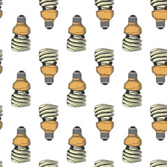 Wall Mural - Mercury light bulb. Vector concept in doodle and sketch style. Hand drawn illustration for printing on T-shirts, postcards. Seamless pattern for textile, paper wrap.