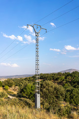 High voltage tower in the countryside